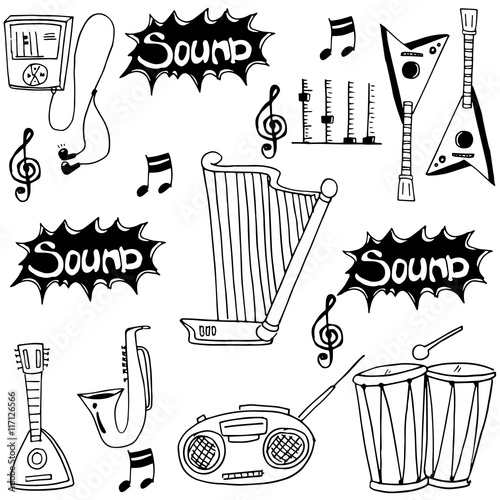 Doodle of music set collection vector
