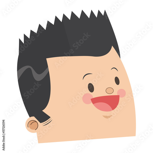 flat design cute face of happy man with pointy hair icon vector illustration