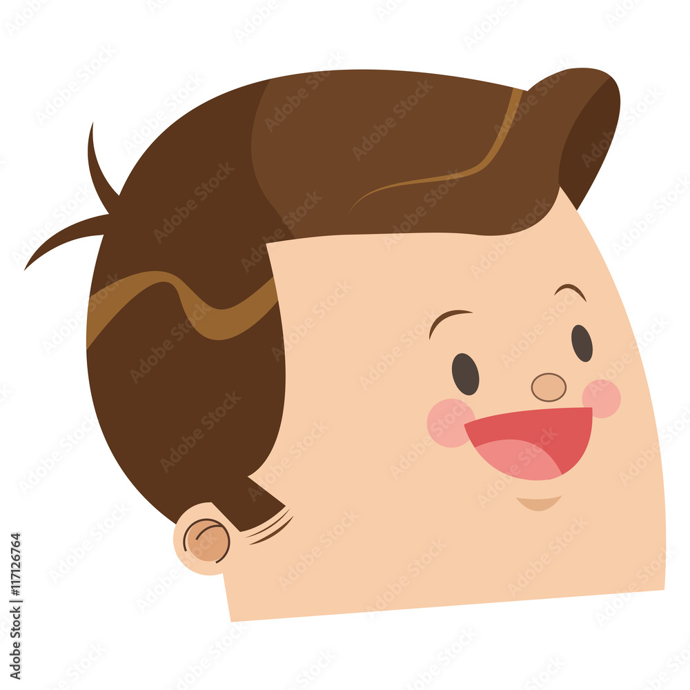 flat design cute face of happy man with shiny brown hair icon vector illustration flat design cute face of happy man with shiny brown hair icon vector illustration