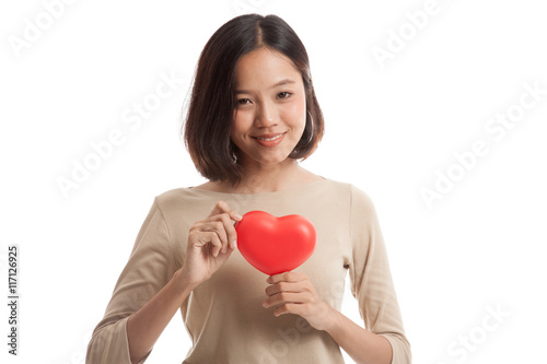 Asian business woman with red heart © halfbottle