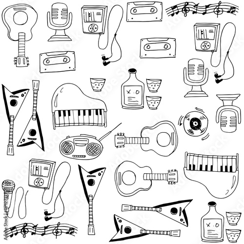 Doodle of music stock element set