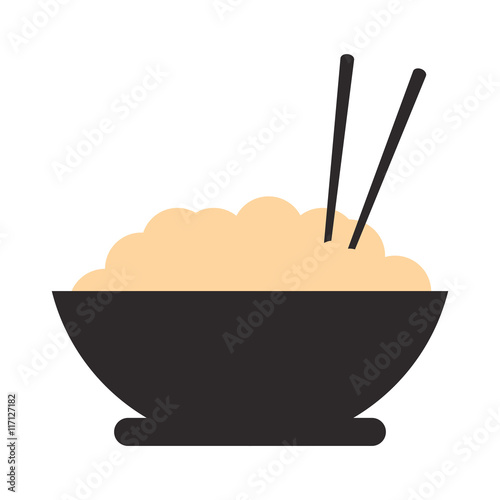 flat design rice bowl icon vector illustration