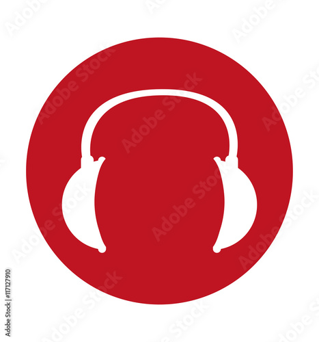 flat design headphone sign icon vector illustration