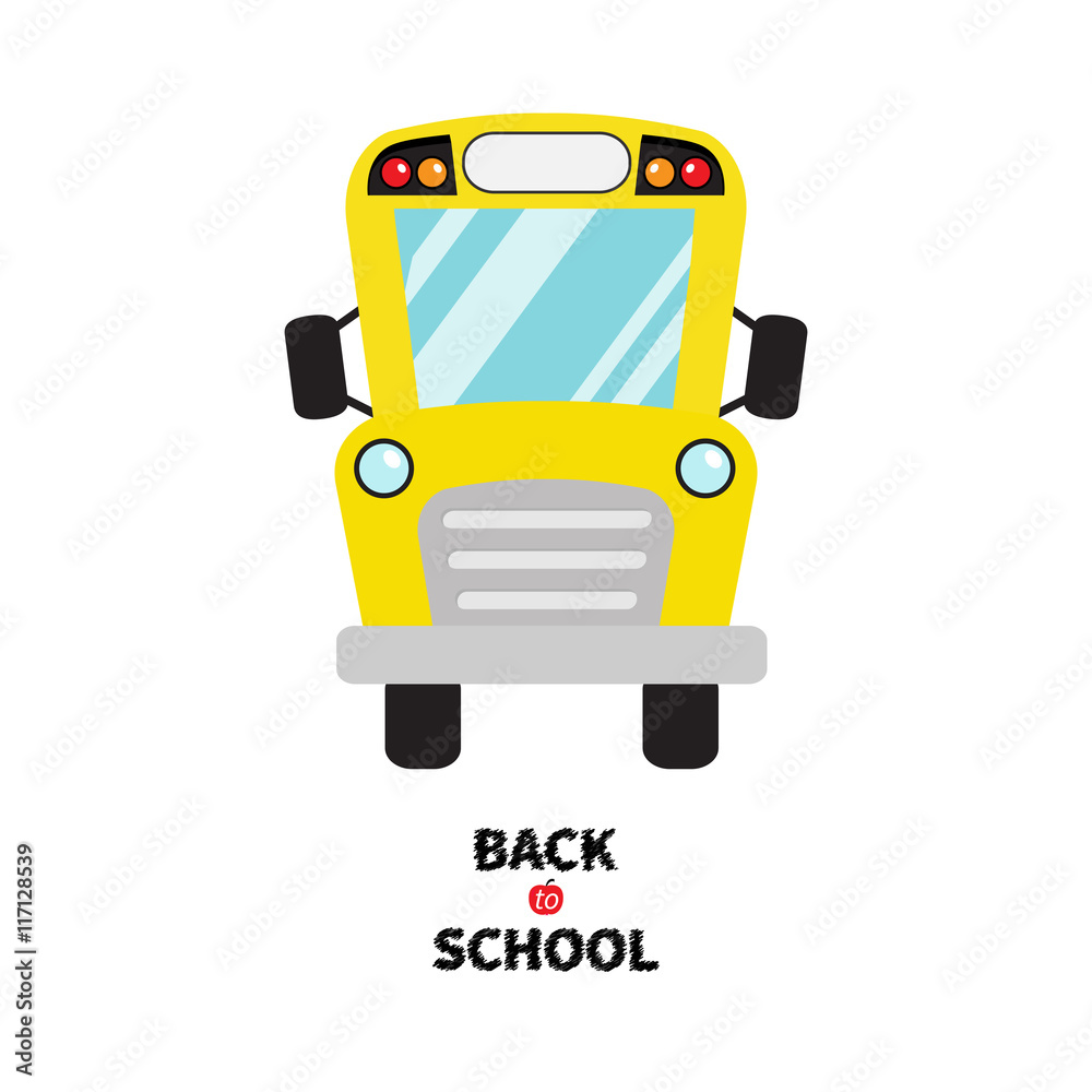 Yellow school bus kids. Cartoon clipart. Transportation. Baby collection.  Full face view. Back to school. Greeting card. Flat design. Isolated. White  background. Stock Vector | Adobe Stock