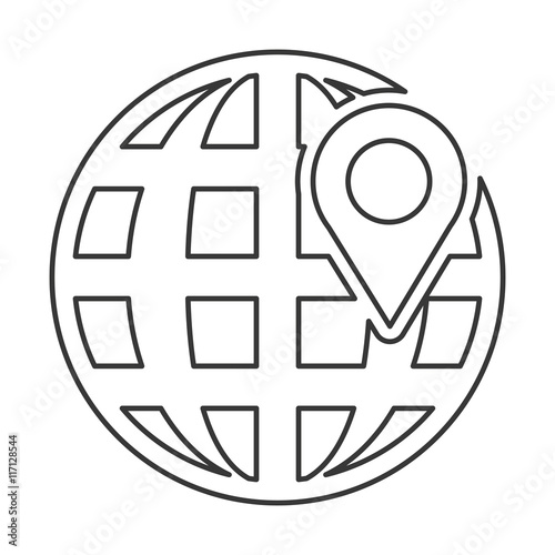 flat design earth globe with latitudes and meridians icon vector illustration