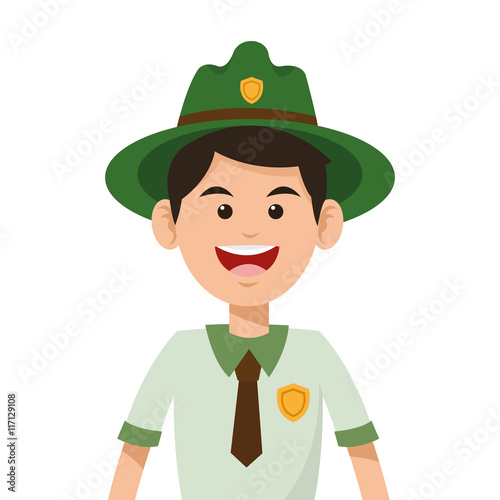 flat design park ranger icon vector illustration