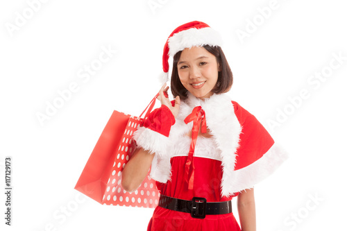 Asian Christmas Santa Claus girl with shopping bags