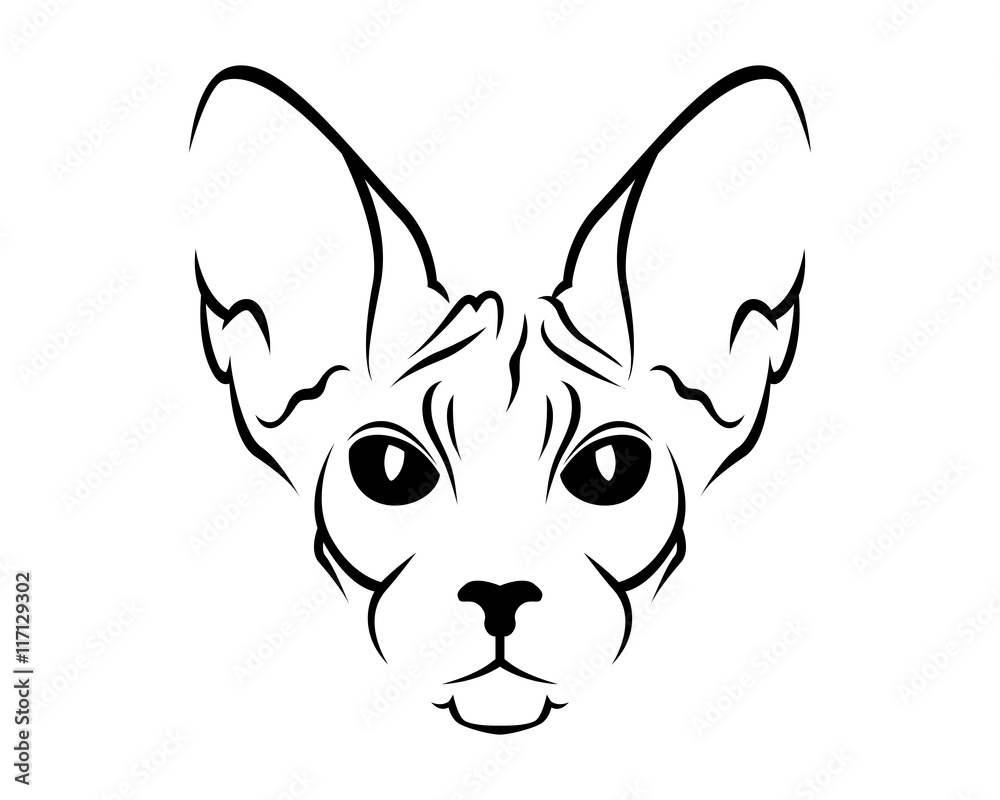 Cat Breed Line Art Logo - Sphynx