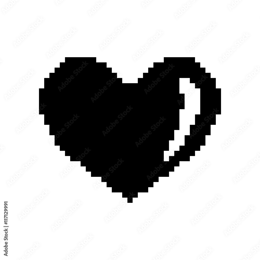 Fototapeta premium Sign pixel heart black 3.08