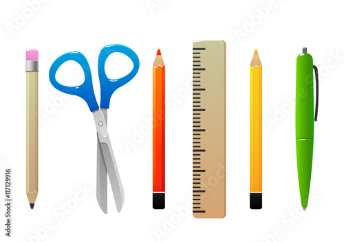 scissors pencil line pen for school