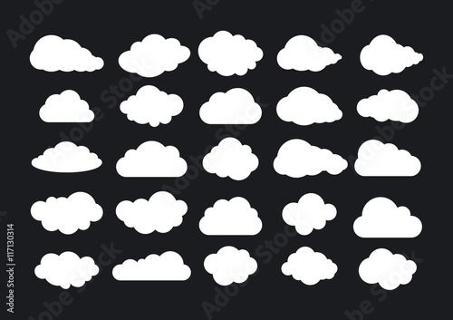 Cloud icon, cloud shape. Set of different clouds. Collection of cloud icon, shape, label, symbol. Graphic element vector. Vector design element for logo, web and print.