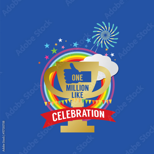 One Million Likes Celebration Vector Illustration.