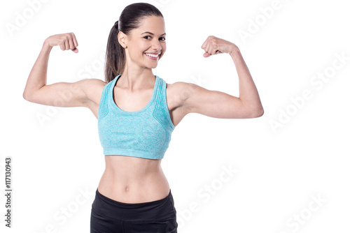 Muscular fitness trainer after her workout session