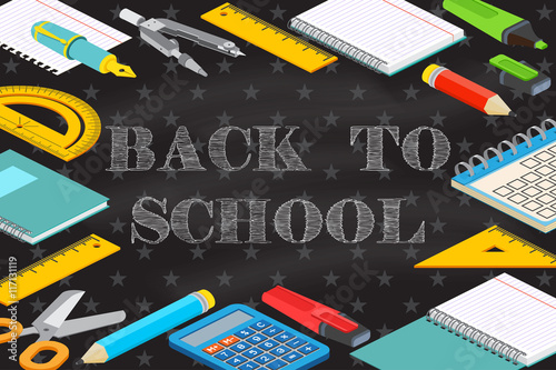Back To School typographical background on chalkboard.