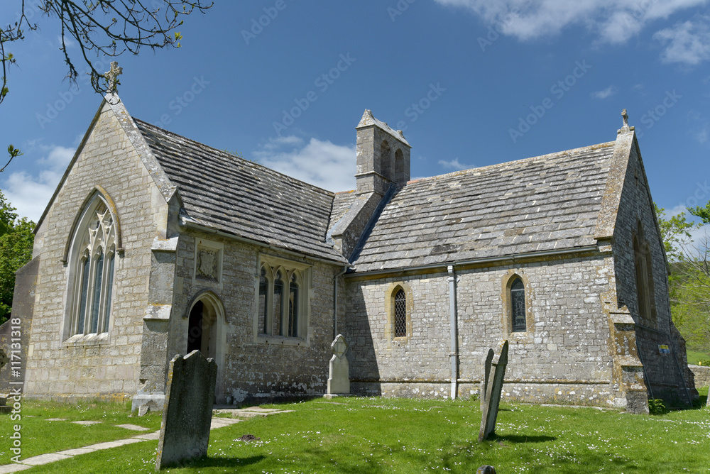 Church in deserted village of Tyneham in Dorset Church in deserted village of Tyneham in Dorset