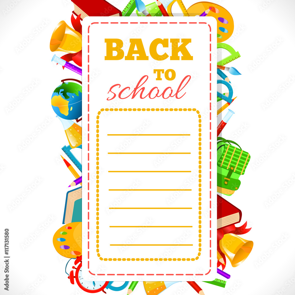 Timetable with inscription Back To School on background of school    schedule Back to School phrase and  school accessories  and web design concept Stock  Vector | Adobe Stock