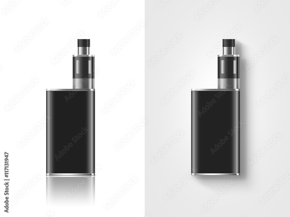 Blank black vape mod box mockup isolated, clipping path, stand and lies, 3d illustration. Clear smoking vapor mock up template. Modbox vaporizer device presentation. E-cigarette vaping gear design. Blank black vape mod box mockup isolated, clipping path, stand and lies, 3d illustration. Clear smoking vapor mock up template. Modbox vaporizer device presentation. E-cigarette vaping gear design.