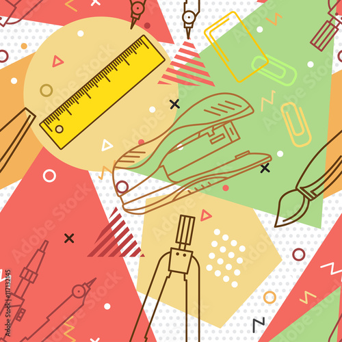 School supplies seamless pattern.