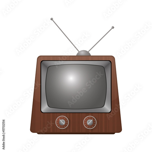 flat design retro classic tv with antenna icon vector illustration