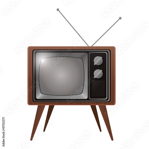 flat design retro classic tv with antenna icon vector illustration