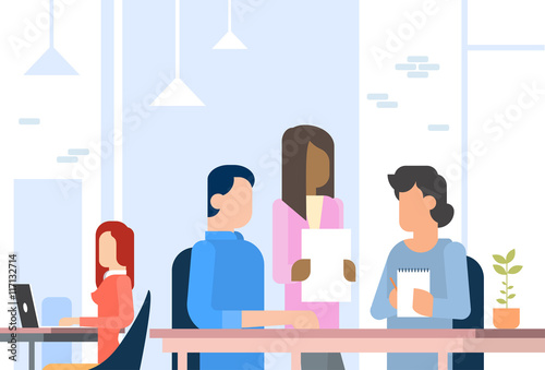 People Working Coworking Center Open Office Space