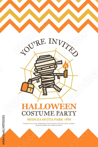 halloween invitation card for costume night party cute kid carto