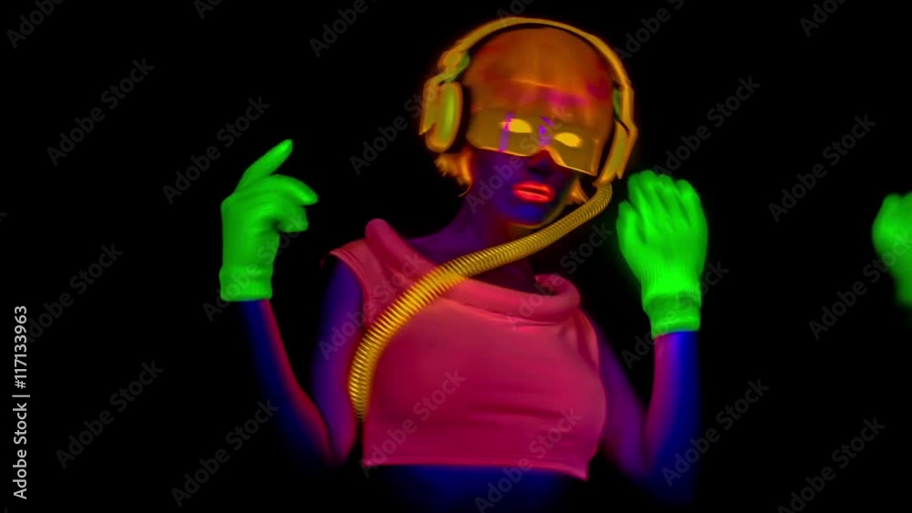 dancer in fluorescent clothing glow dancer in fluorescent clothing glow