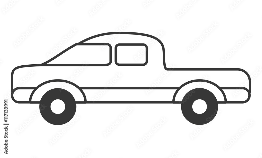 flat design single truck icon vector illustration