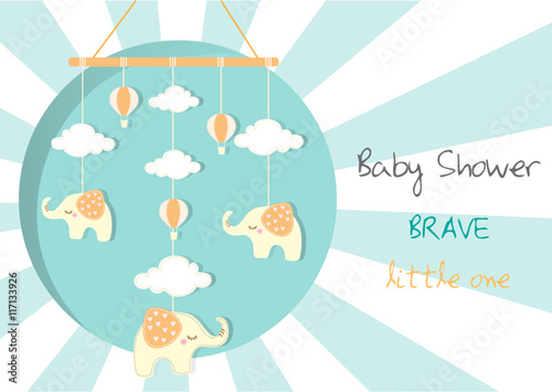 Canvas Print Baby crib hanging toy on stripe backgrounds,Vector illustrations
