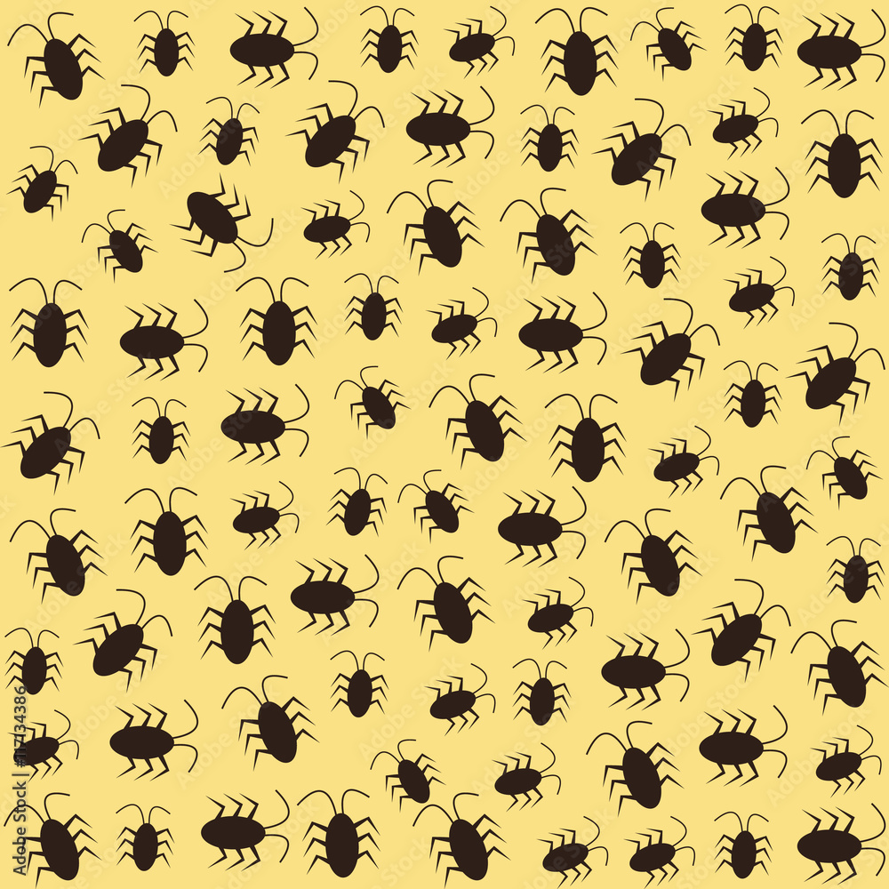 Pattern with cockroach. Vector flat cartoon illustration