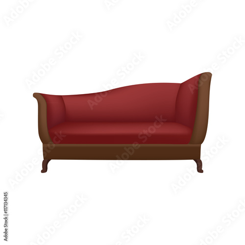 Red chaiselongue. Furniture, design illustration. Realistic isolated image.