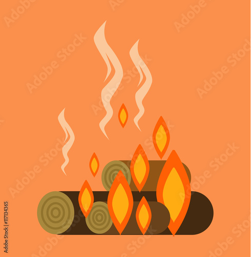 Bonfire with firewood. Vector flat cartoon illustration