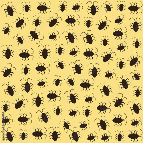 Pattern with cockroach. Vector flat cartoon illustration