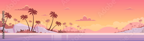Summer Vacation Sunset Sea Shore Sand Beach