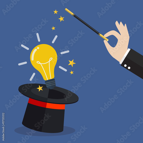 Business hand with lightbulb idea