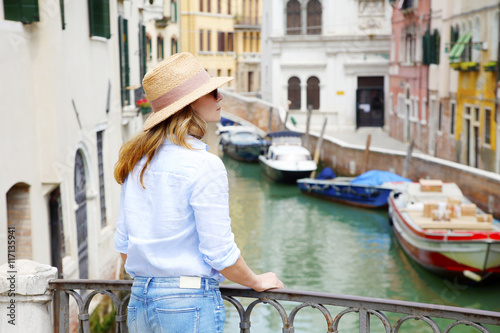 Attractive mature woman enjoying her vacation in Venice