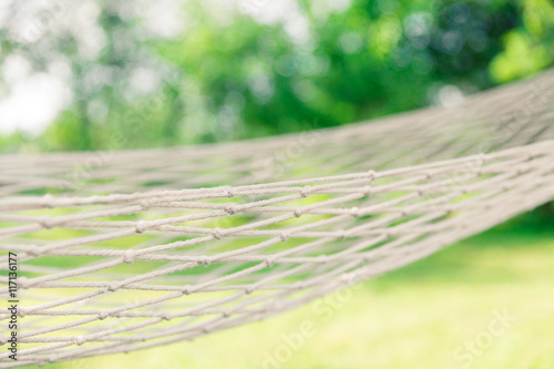 White hammock among the trees