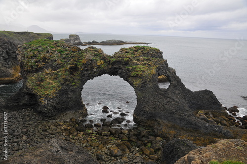 Gatklettur near Arnastapi, Iceland, stone arc