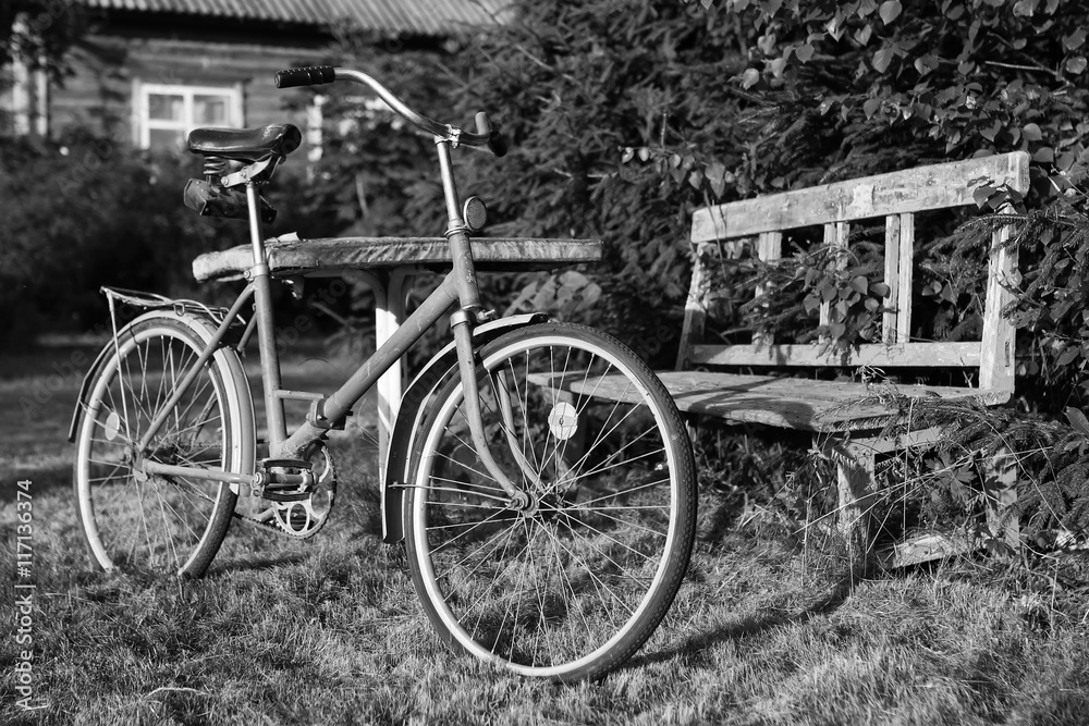 monochrome photo bicycle on a rural nature monochrome photo bicycle on a rural nature