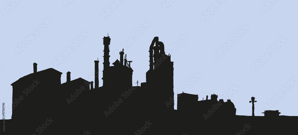 Obraz premium Large factory. Vector sketch