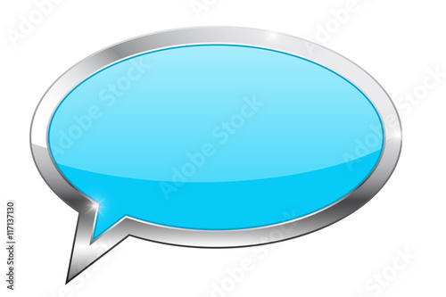 Blue dialog bubble with chrome frame
