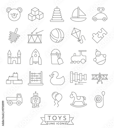 Toys Thin Black Line Icon Collection