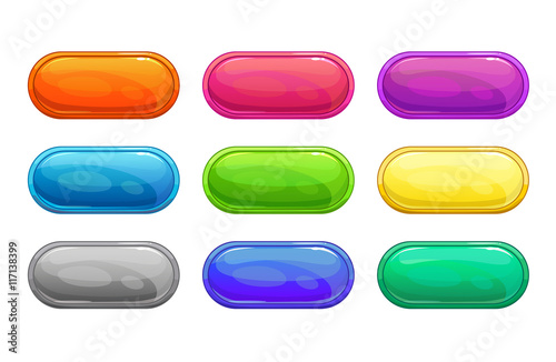 Colorful long horizontal glossy buttons