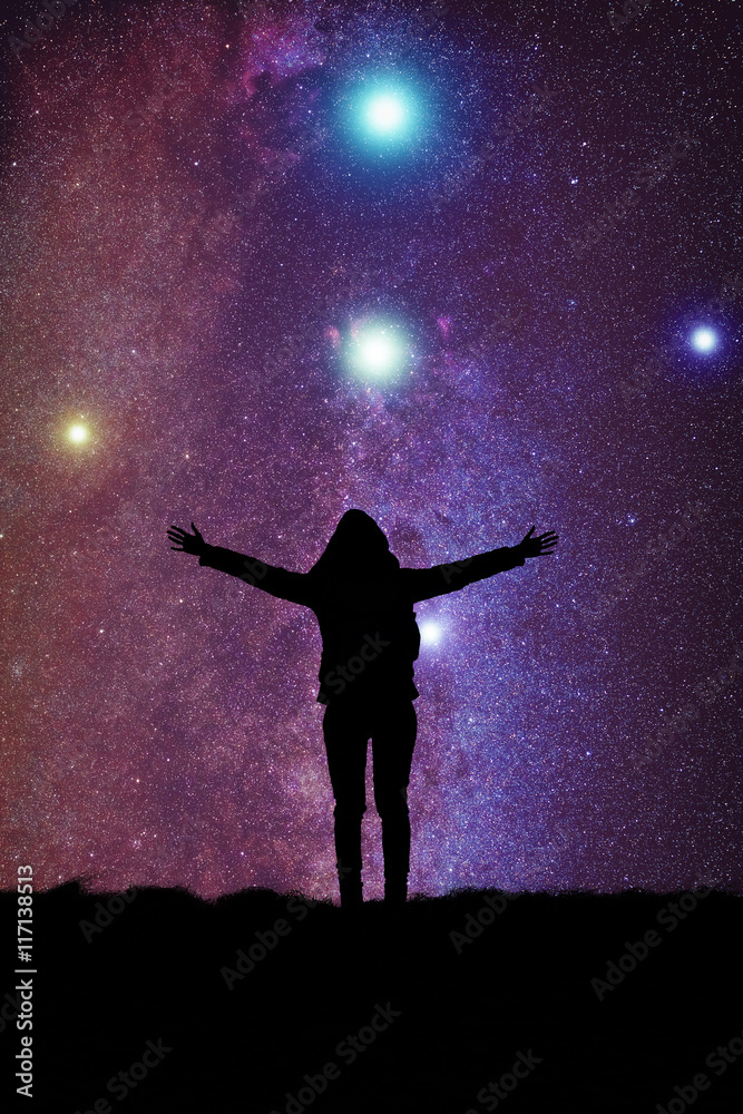 Girl watching the stars. Stars and everything else are my work.