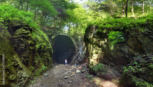 Tunnel with green forest landscape, Slavosovsky, Slovakia photo