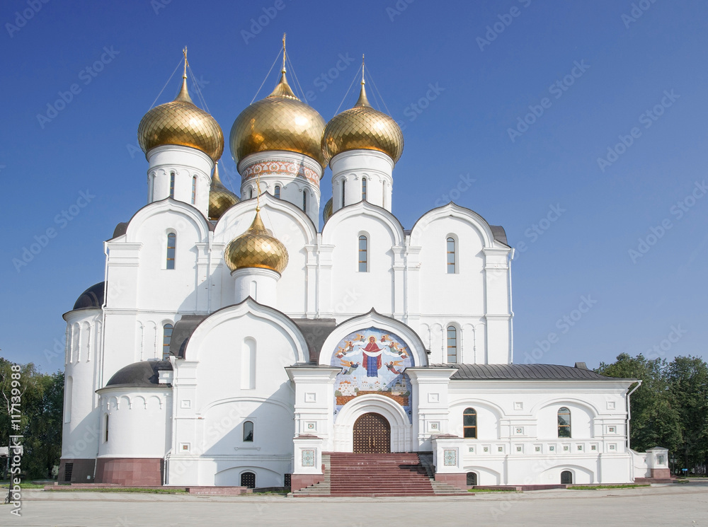 Assumption Church or Dormition cathedral in Yaroslavl, Russia  Golden Ring Russia.