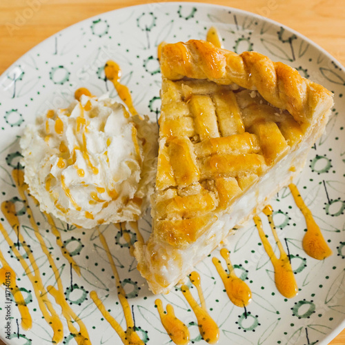 Coconut pie with coconut cream and meringue photo