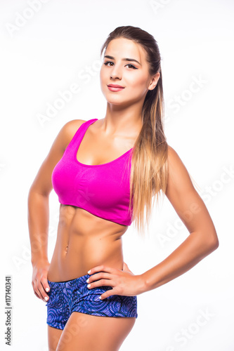 attractive fitness woman, trained female body,