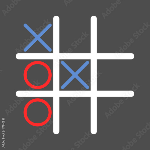 Tic tac toe game. Isolated vector icon illustration.