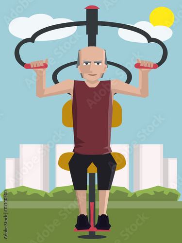 old man working out at outdoor gym